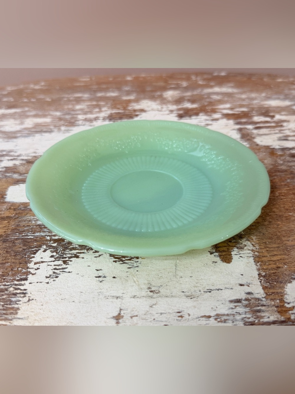 Fire-King Alice Jadeite saucer